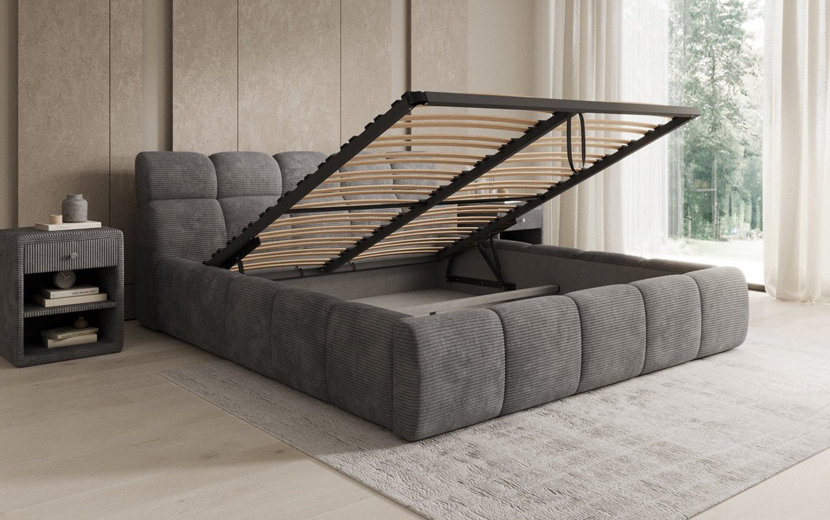 Designer Polsterbett Dallas Cord mit Stauraum