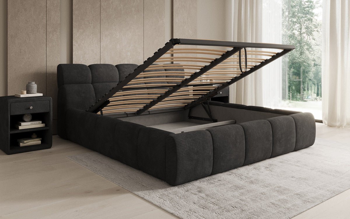 Designer Polsterbett Dallas Cord mit Stauraum