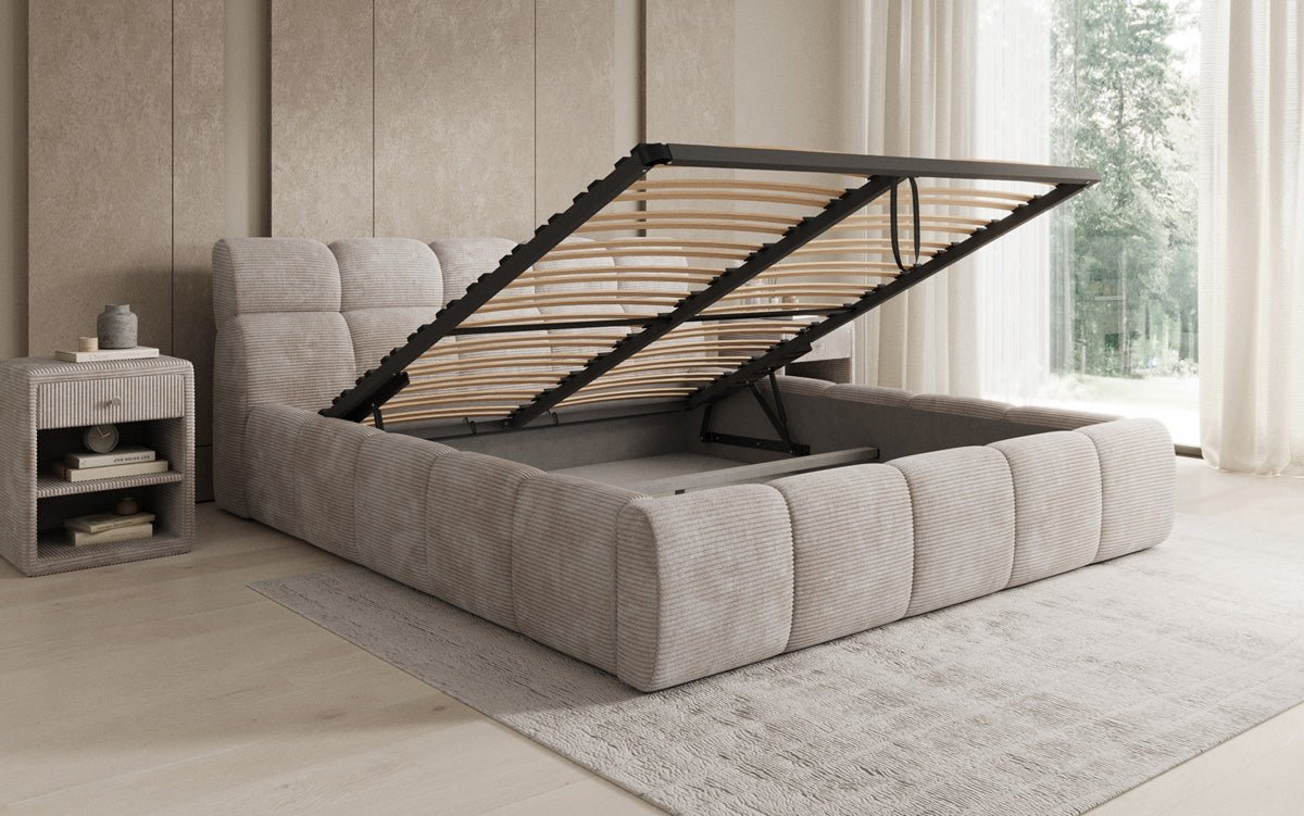Designer Polsterbett Dallas Cord mit Stauraum
