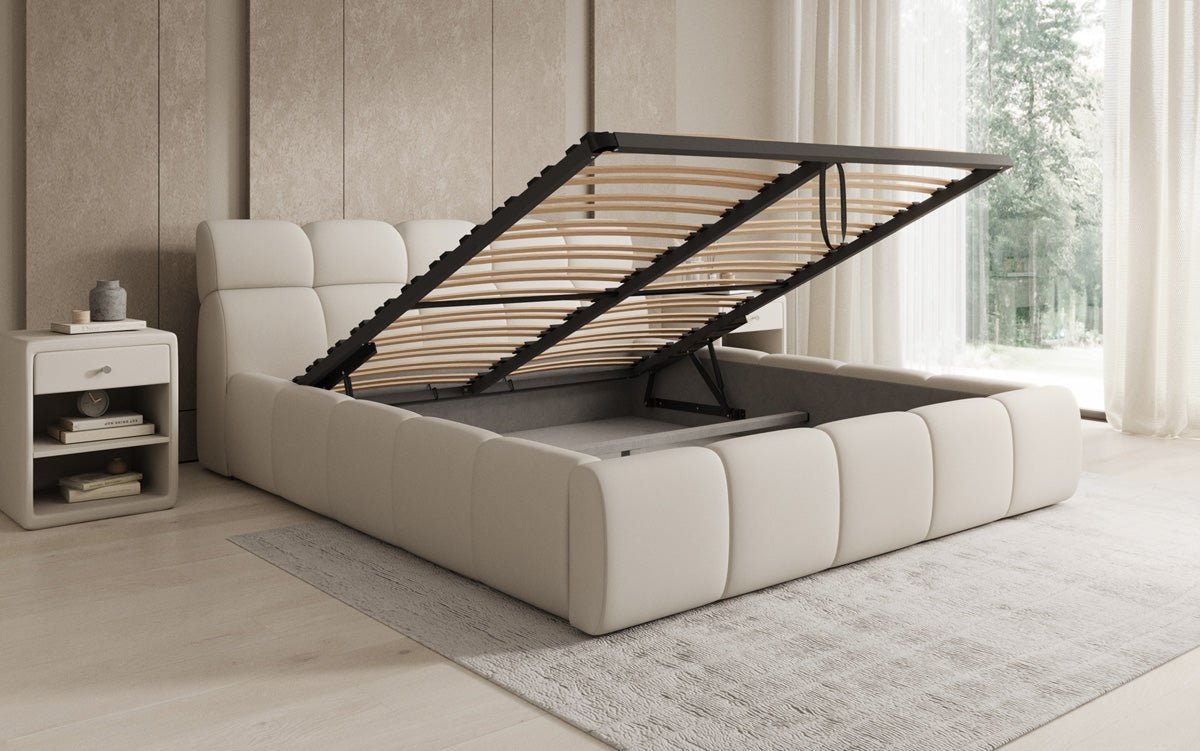 Designer Polsterbett Dallas Stoff mit Stauraum