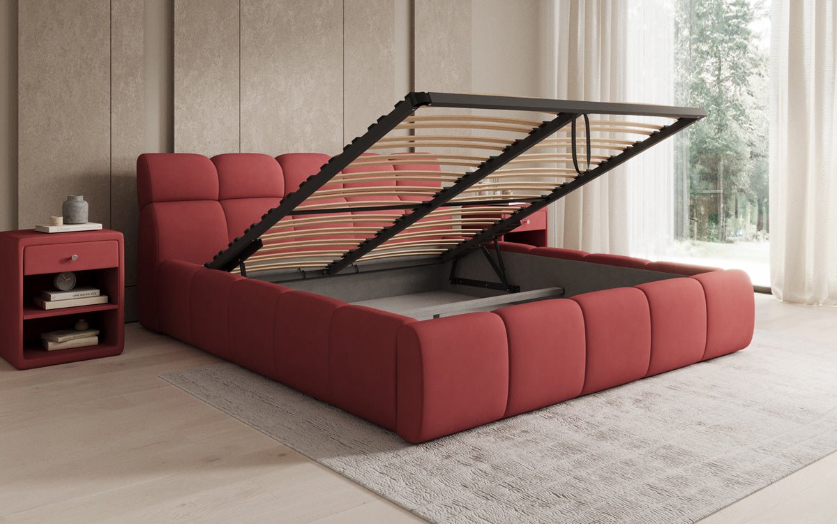 Designer Polsterbett Dallas Stoff mit Stauraum