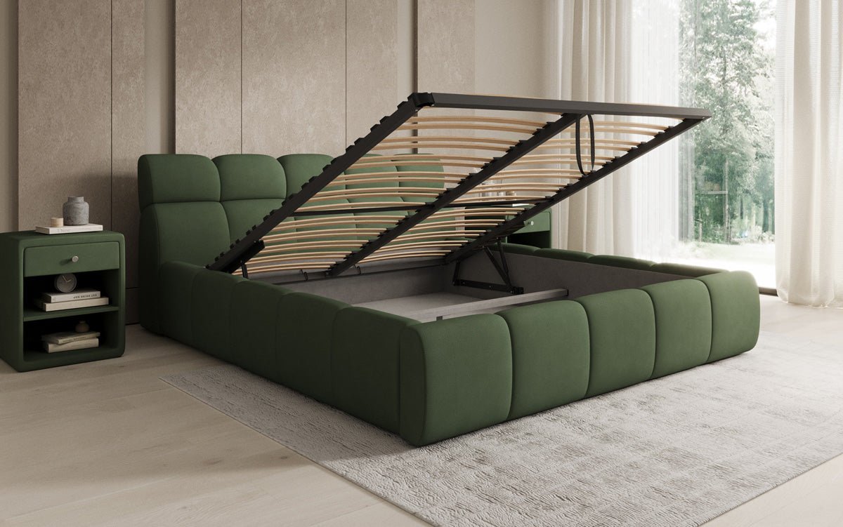 Designer Polsterbett Dallas Stoff mit Stauraum
