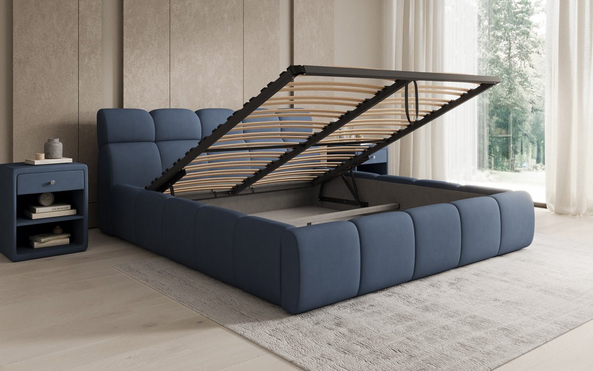 Designer Polsterbett Dallas Stoff mit Stauraum
