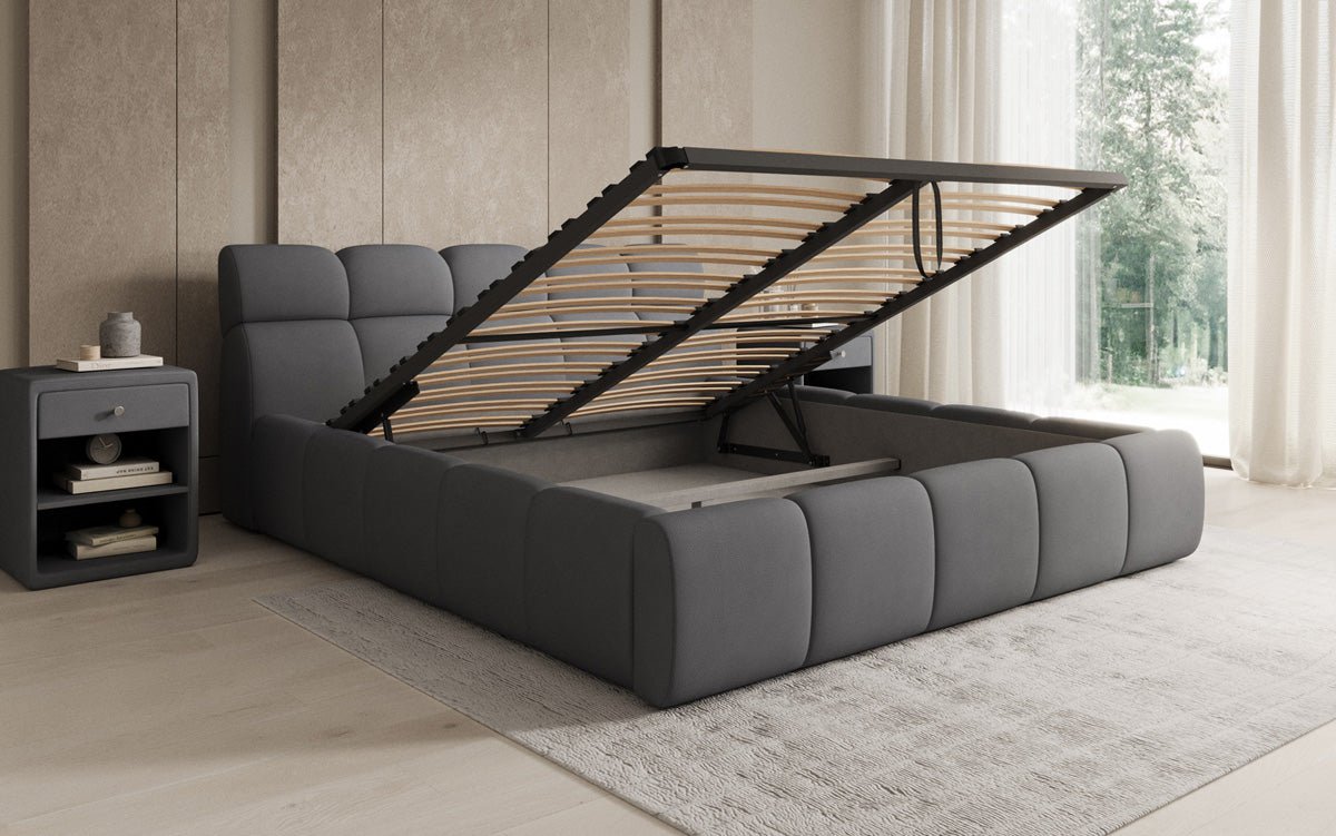 Designer Polsterbett Dallas Stoff mit Stauraum