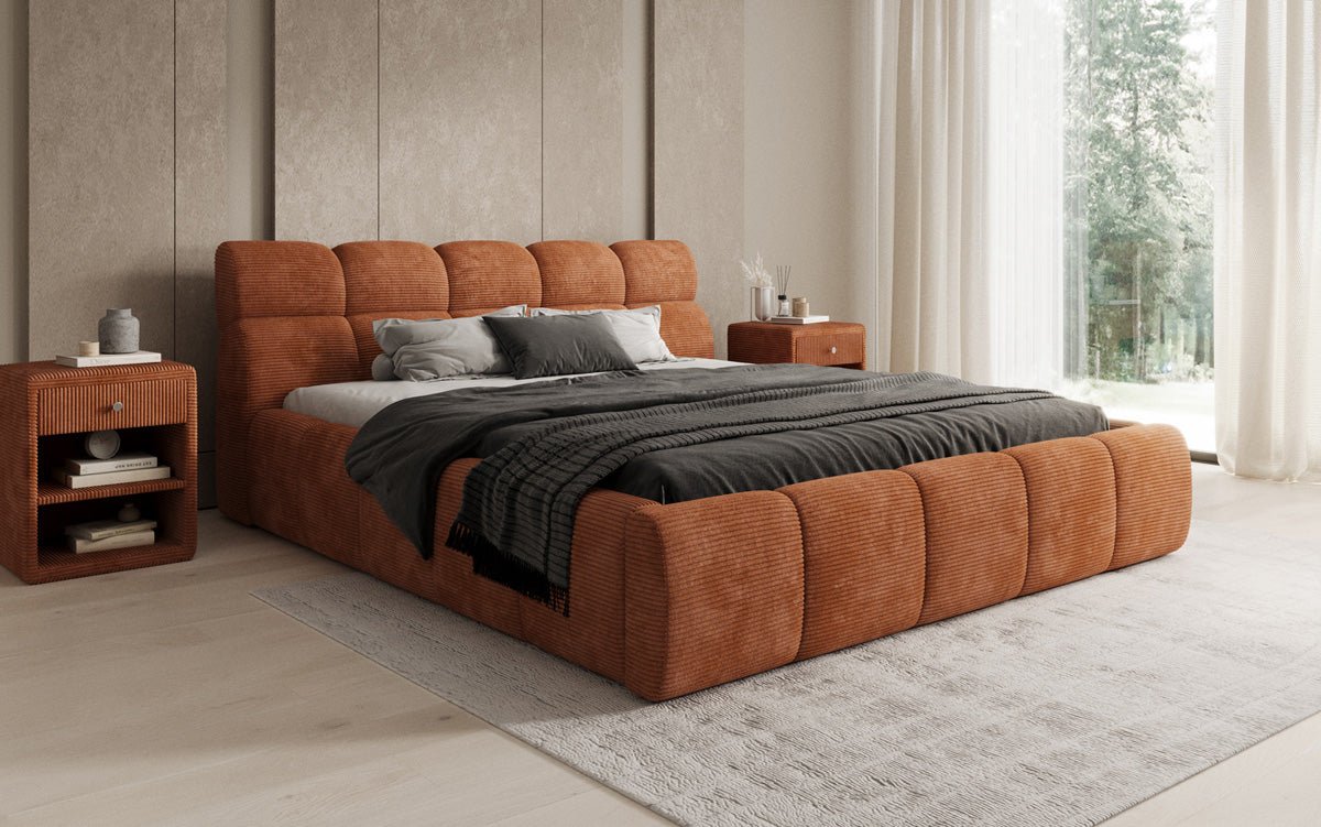 Designer Polsterbett Dallas Cord mit Stauraum