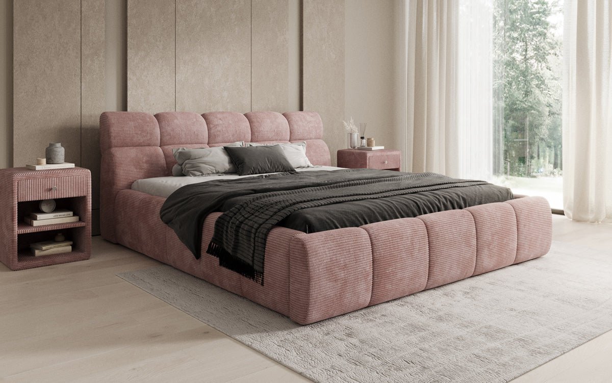 Designer Polsterbett Dallas Cord mit Stauraum