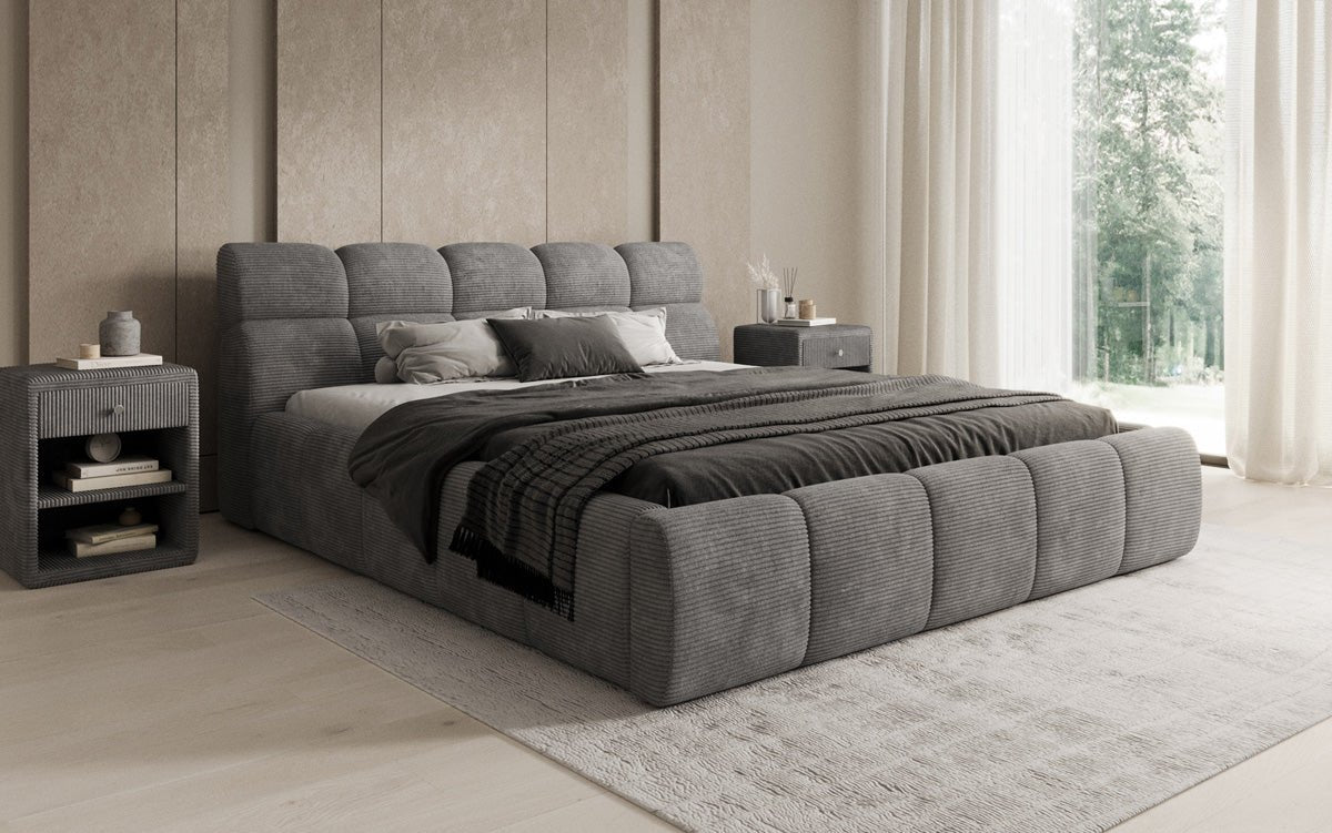 Designer Polsterbett Dallas Cord mit Stauraum