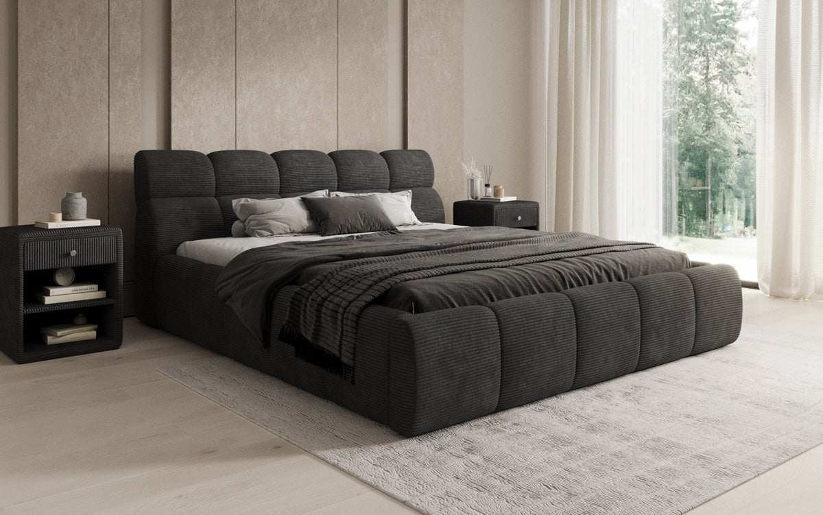 Designer Polsterbett Dallas Cord mit Stauraum