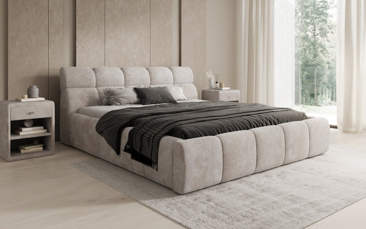 Designer Polsterbett Dallas Cord mit Stauraum