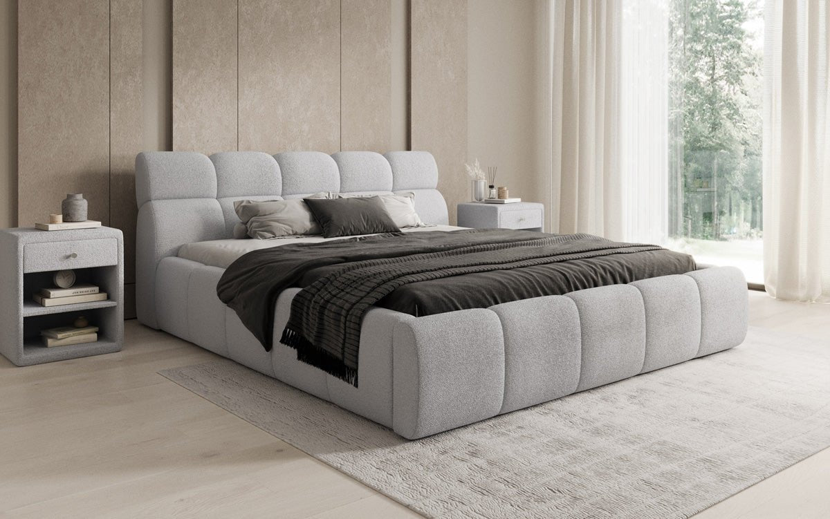 Designer Polsterbett Dallas Bouclé mit Stauraum