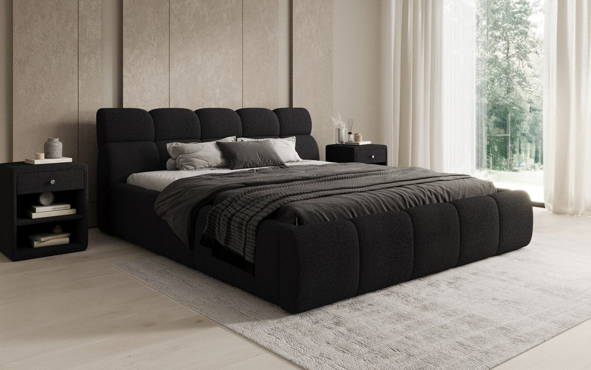 Designer Polsterbett Dallas Bouclé mit Stauraum