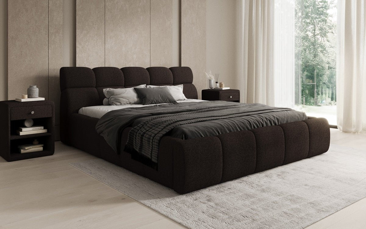 Designer Polsterbett Dallas Bouclé mit Stauraum