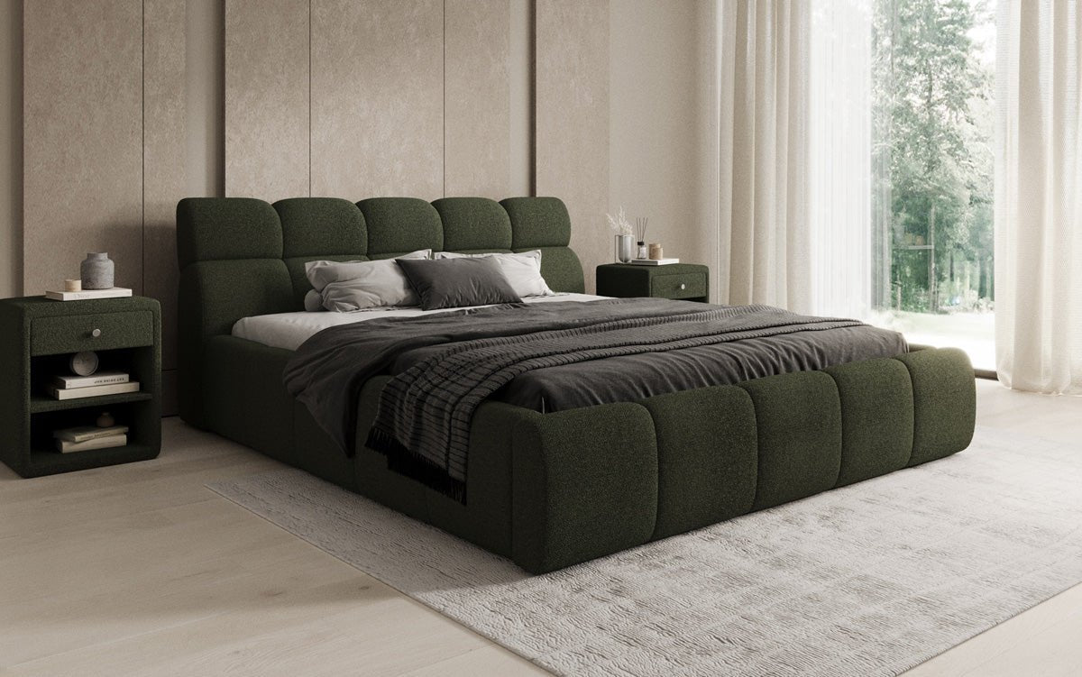 Designer Polsterbett Dallas Bouclé mit Stauraum