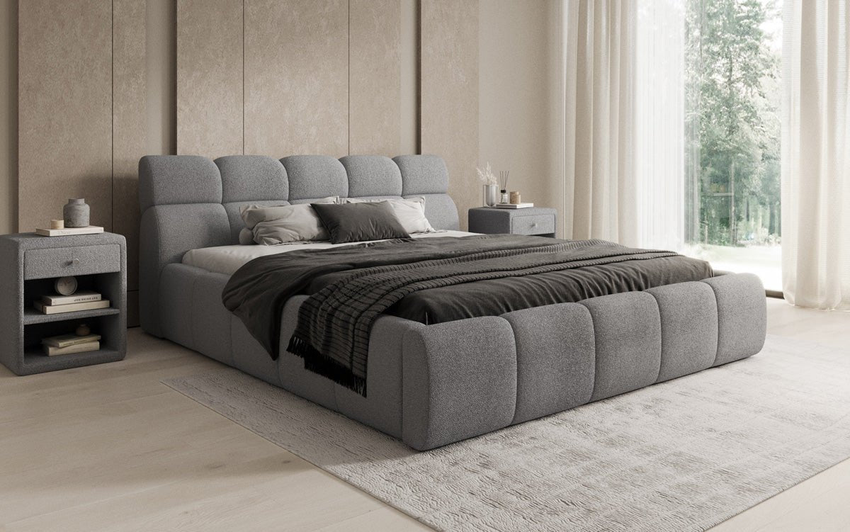 Designer Polsterbett Dallas Bouclé mit Stauraum