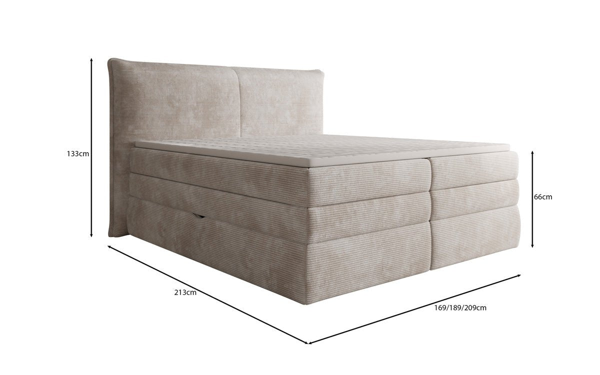 Boxspringbett Avelora mit Stauraum in Cord