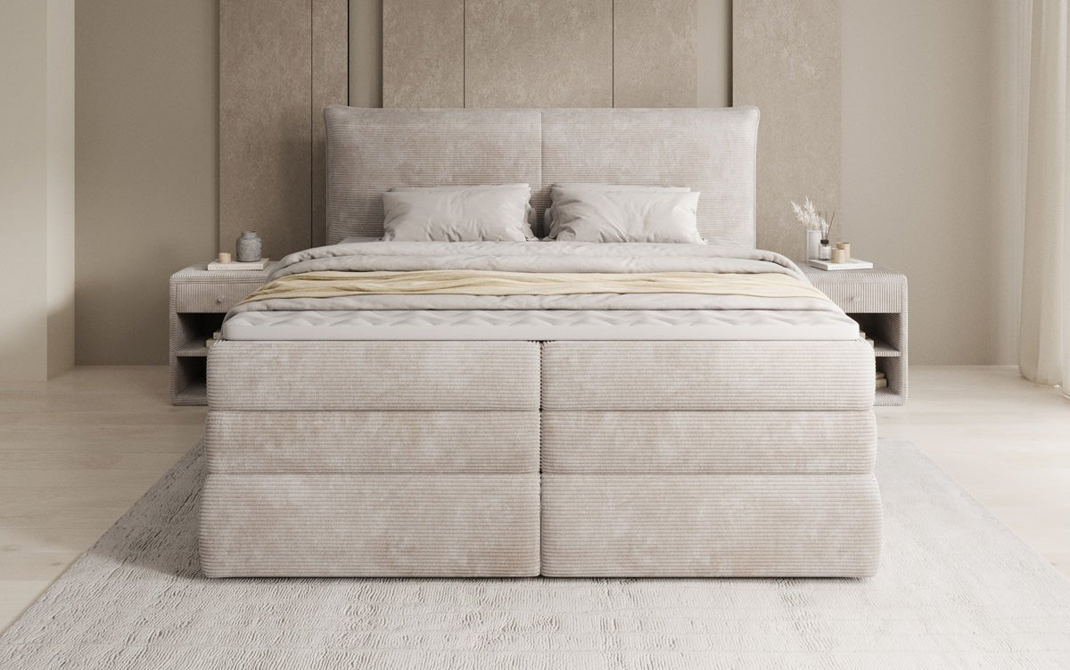 Boxspringbett Avelora mit Stauraum in Cord