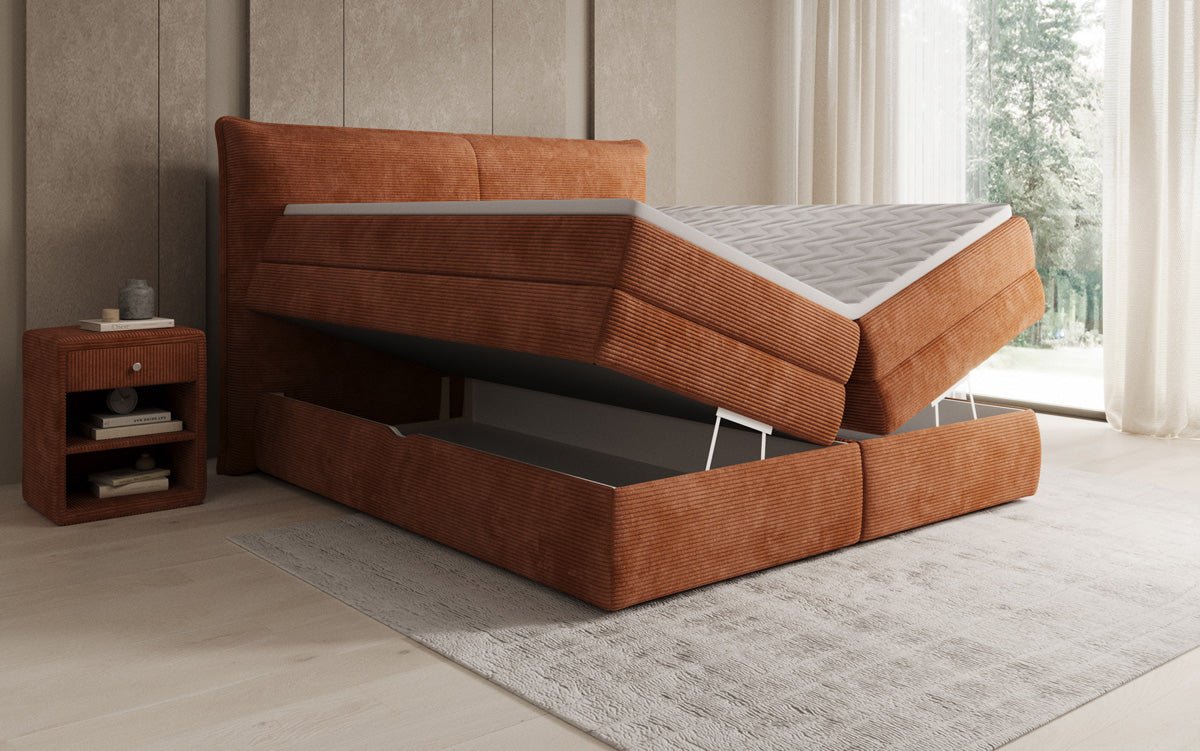 Boxspringbett Avelora mit Stauraum in Cord