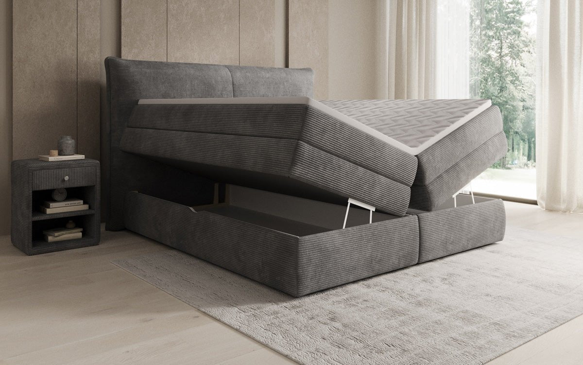 Boxspringbett Avelora mit Stauraum in Cord