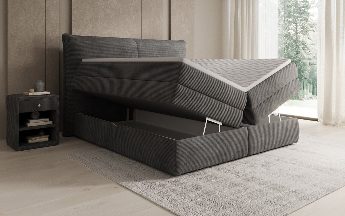 Boxspringbett Avelora mit Stauraum in Cord