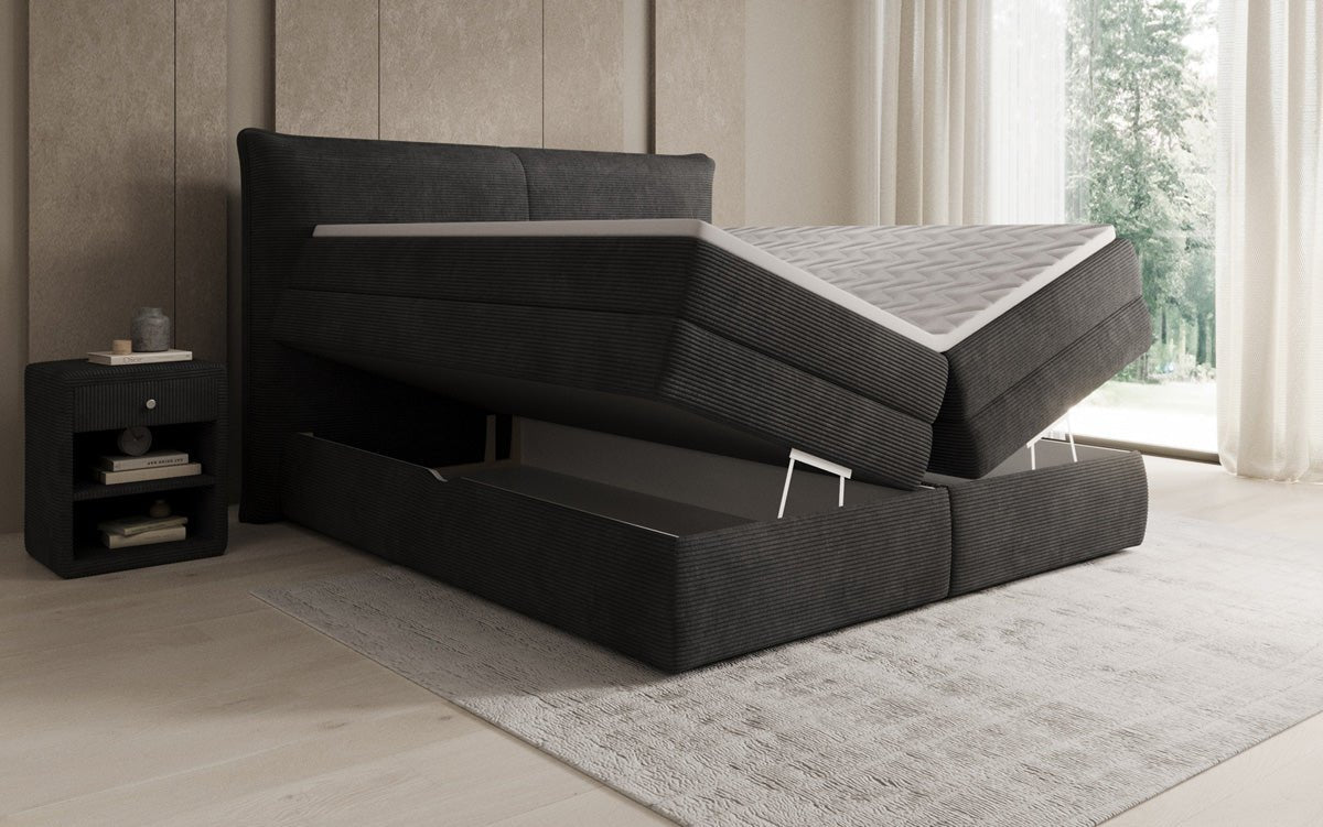 Boxspringbett Avelora mit Stauraum in Cord