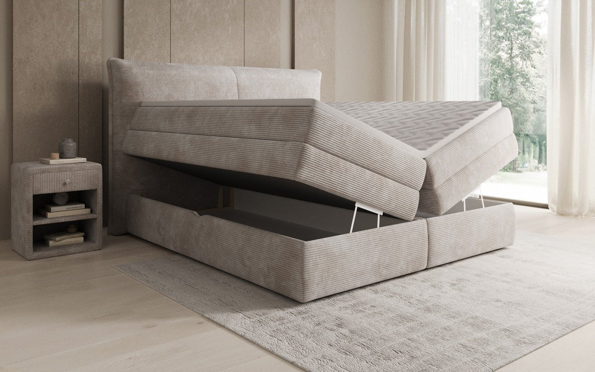 Boxspringbett Avelora mit Stauraum in Cord