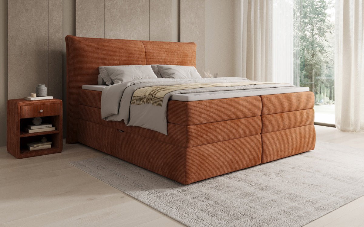 Boxspringbett Avelora mit Stauraum in Cord