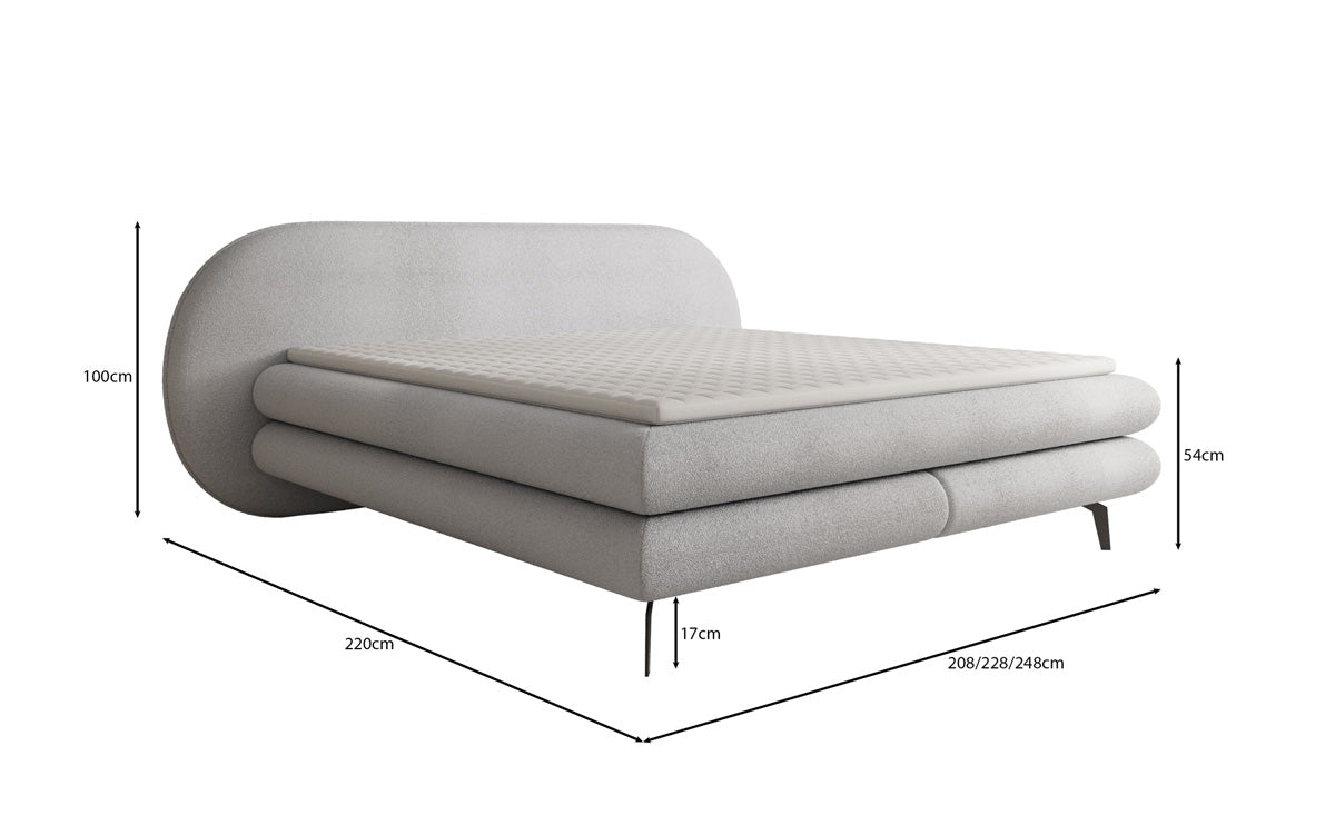 Boxspringbett Marisol mit ovalem Headboard in Bouclé