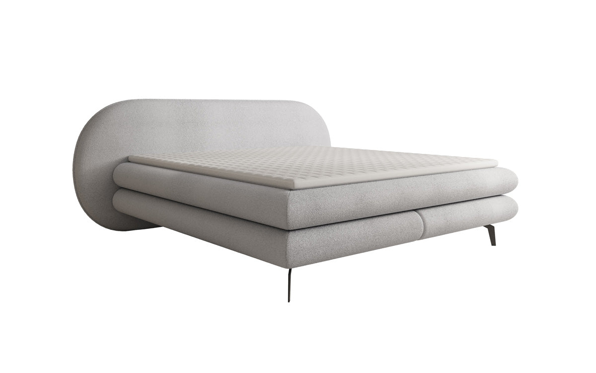 Boxspringbett Marisol mit ovalem Headboard in Bouclé