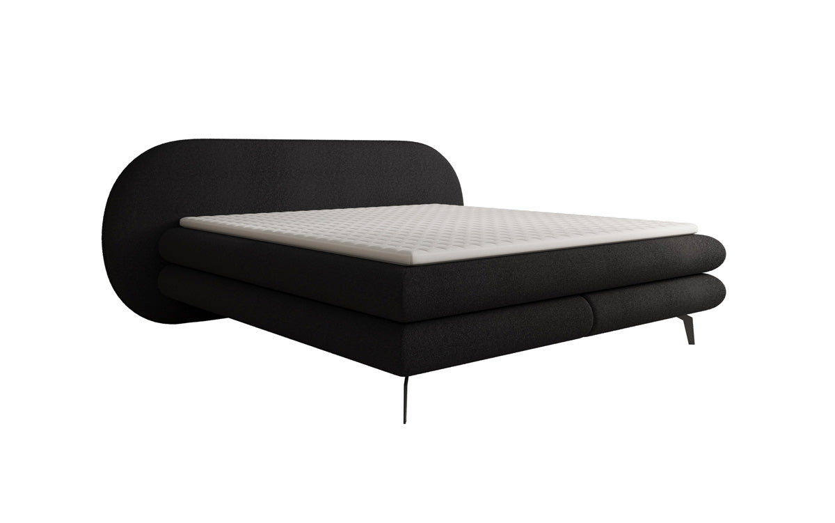 Boxspringbett Marisol mit ovalem Headboard in Bouclé