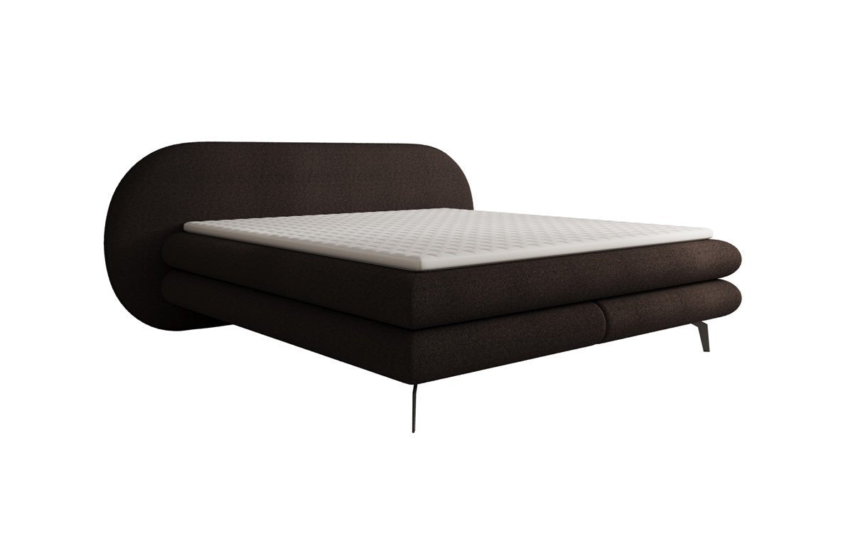 Boxspringbett Marisol mit ovalem Headboard in Bouclé