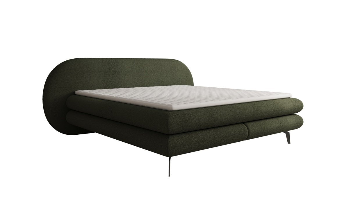 Boxspringbett Marisol mit ovalem Headboard in Bouclé
