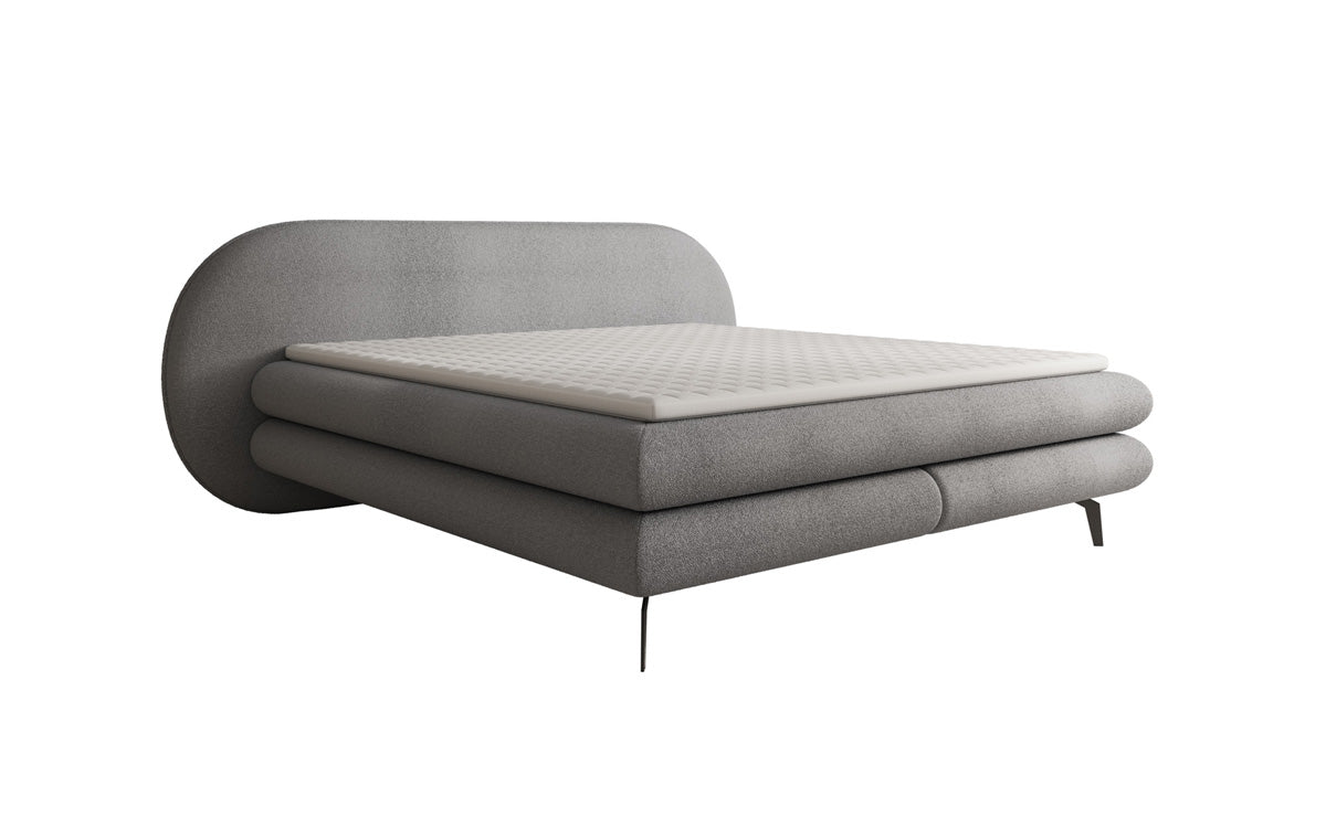 Boxspringbett Marisol mit ovalem Headboard in Bouclé
