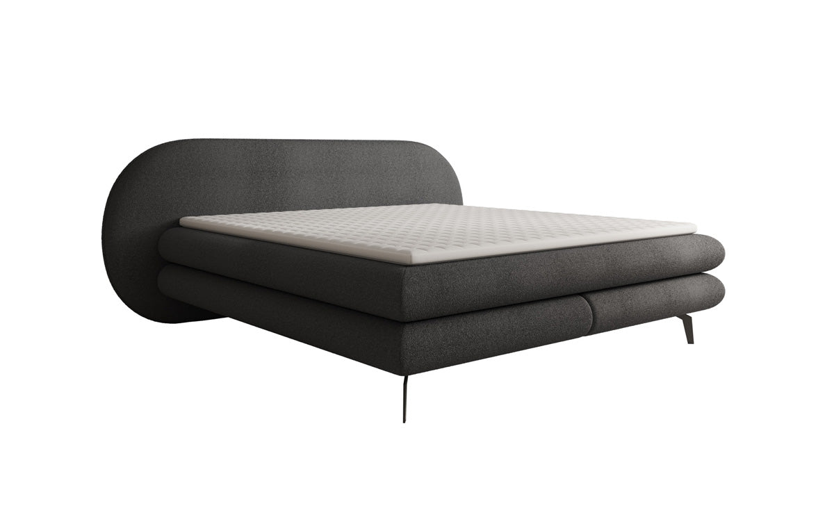 Boxspringbett Marisol mit ovalem Headboard in Bouclé