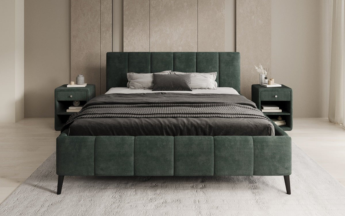 Designer Polsterbett Valerio in Cord mit höhenverstellbarem Lattenrost