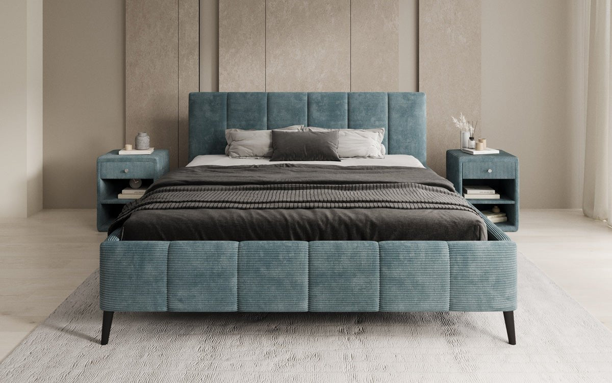 Designer Polsterbett Valerio in Cord mit höhenverstellbarem Lattenrost