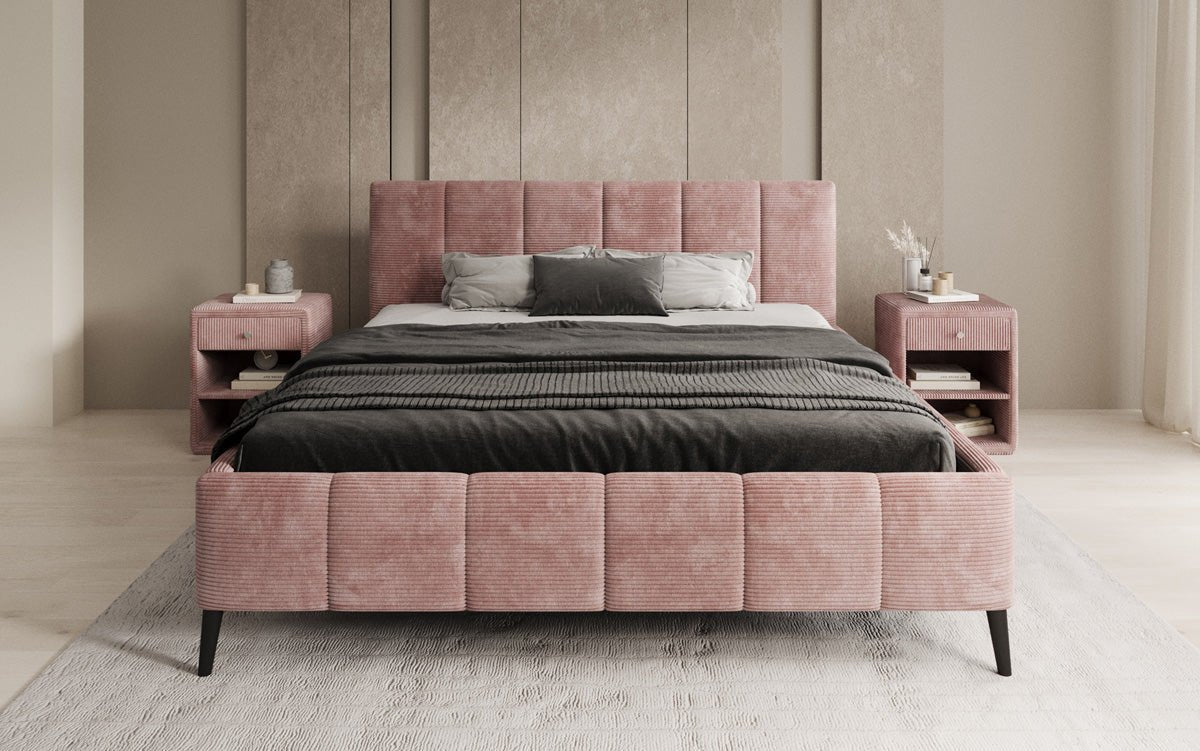 Designer Polsterbett Valerio in Cord mit höhenverstellbarem Lattenrost