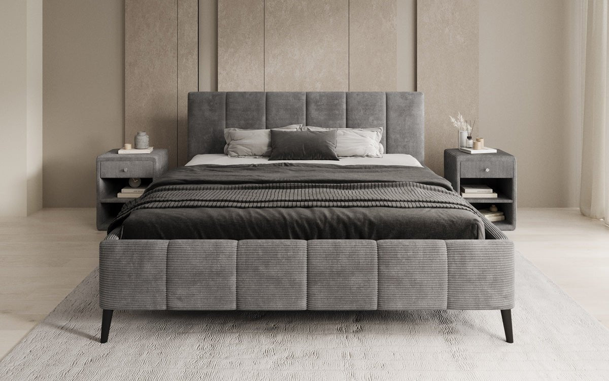 Designer Polsterbett Valerio in Cord mit höhenverstellbarem Lattenrost