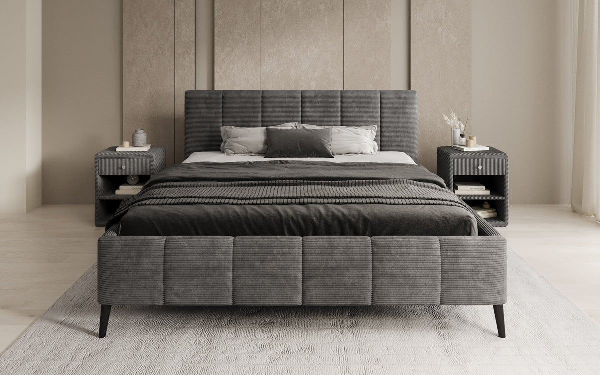 Designer Polsterbett Valerio in Cord mit höhenverstellbarem Lattenrost