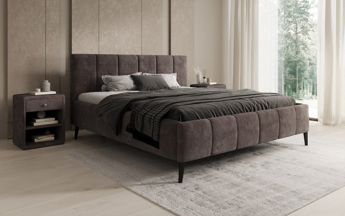 Designer Polsterbett Valerio in Cord mit höhenverstellbarem Lattenrost
