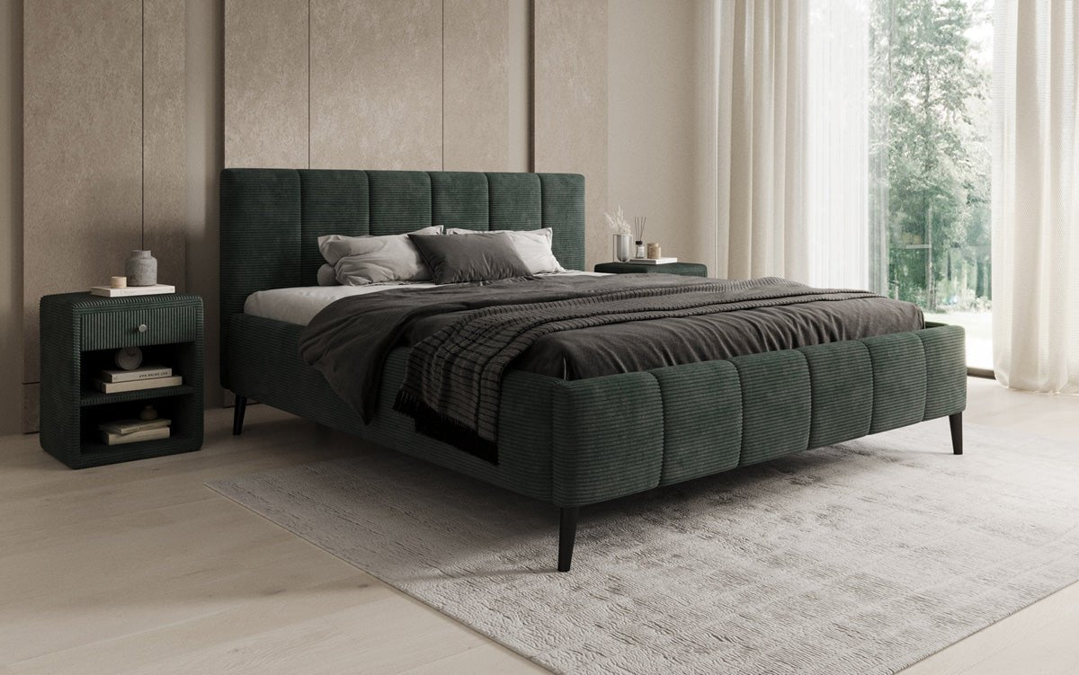 Designer Polsterbett Valerio in Cord mit höhenverstellbarem Lattenrost
