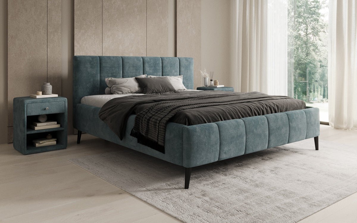 Designer Polsterbett Valerio in Cord mit höhenverstellbarem Lattenrost
