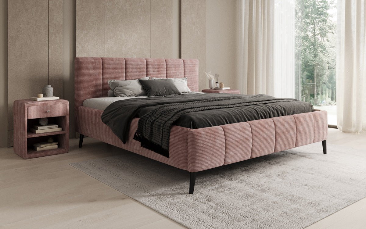Designer Polsterbett Valerio in Cord mit höhenverstellbarem Lattenrost