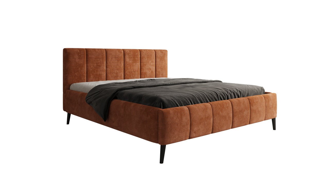 Designer Polsterbett Valerio in Cord mit höhenverstellbarem Lattenrost