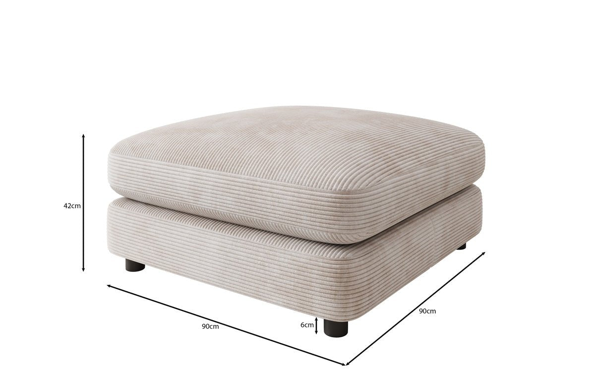 Beistellhocker Thalessa in Cord 90x90cm