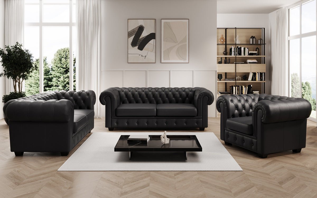 Chesterfield 2 Sitzer Sofa Royal in Echtleder