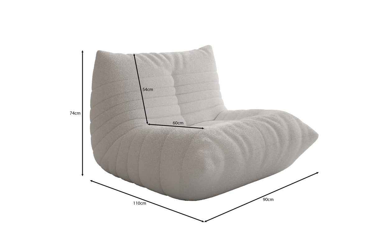 Designer Sofa-Sessel Calmo in Teddy Bouclé
