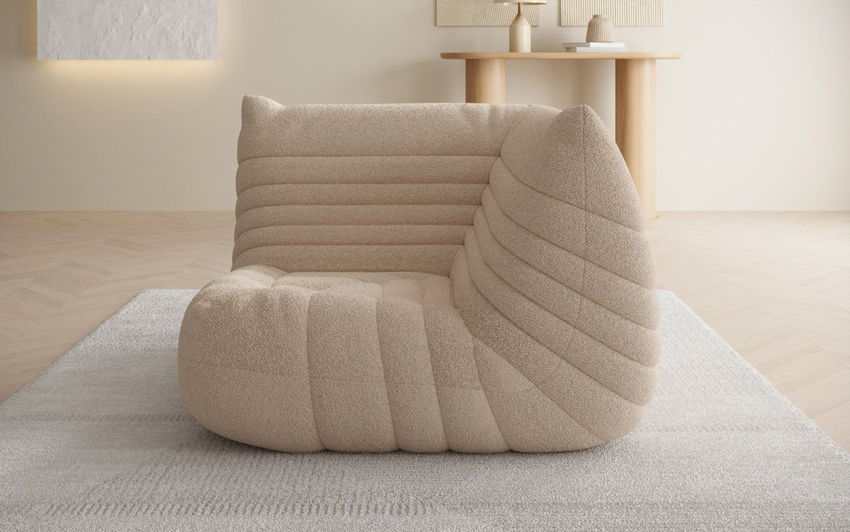 Designer Eckmodul Sofa-Sessel Calmo in Teddy Bouclé