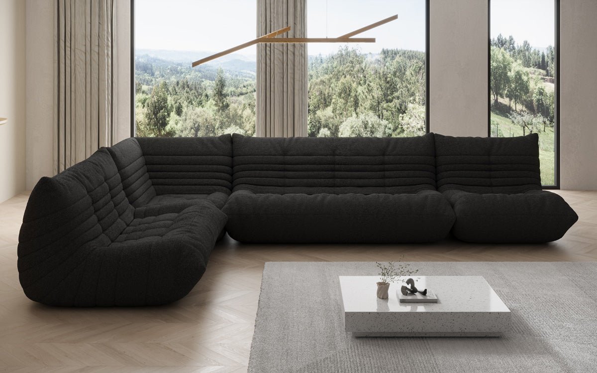 Designer Sofa Wohnlandschaft Calmo in Teddy Bouclé