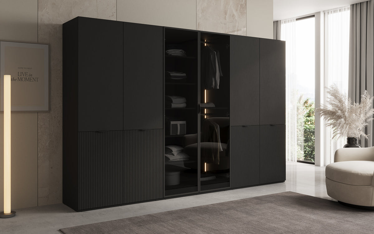 Moduro Sano – Modularer Kleiderschrank mit Glas- und Strukturfront