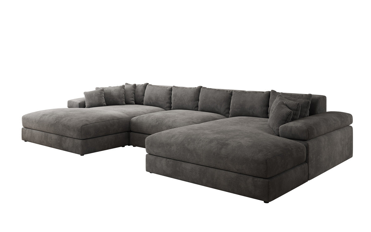 Designer Sofa Bernardo U mit breiter Ottomane in Cord